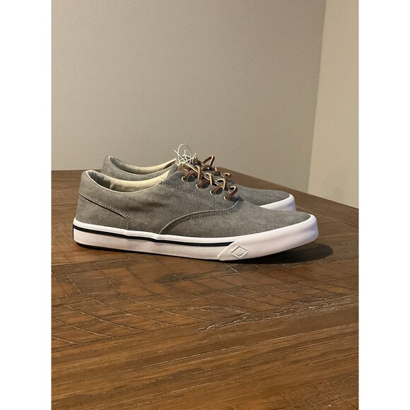 New Grey Sperry Striper II 8 Men’s CVO Top Sider Leather Lace Box Canvas Shoe - Picture 2 of 9